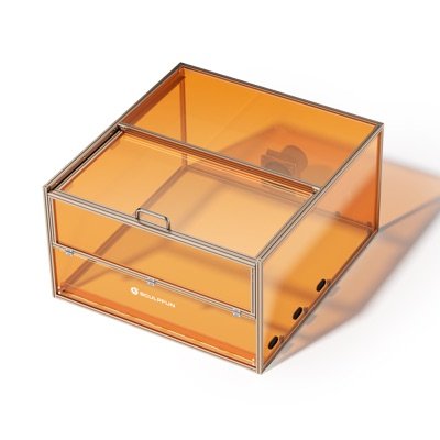 Caisson Sculpfun B40, cadre aluminium et panneaux acryliques orange translucides