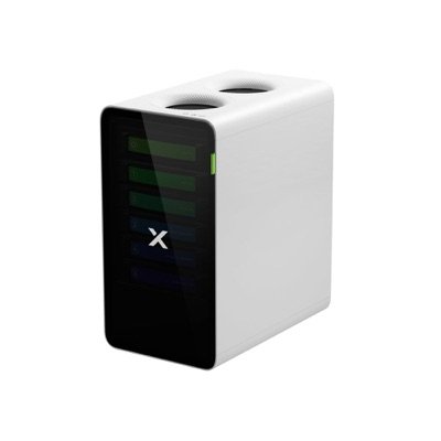 Purificateur xTool SafetyPro AP2, caisson blanc à façade noire et deux bouches sur le dessus
